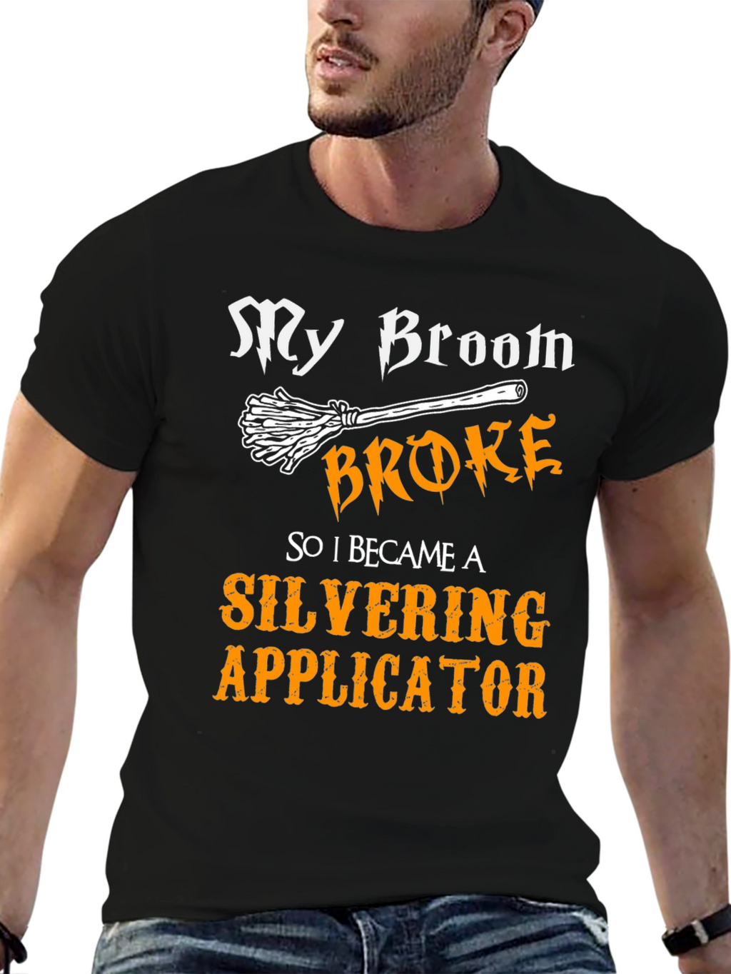 My Broom Broke Silvering Applicator Graphic Tee