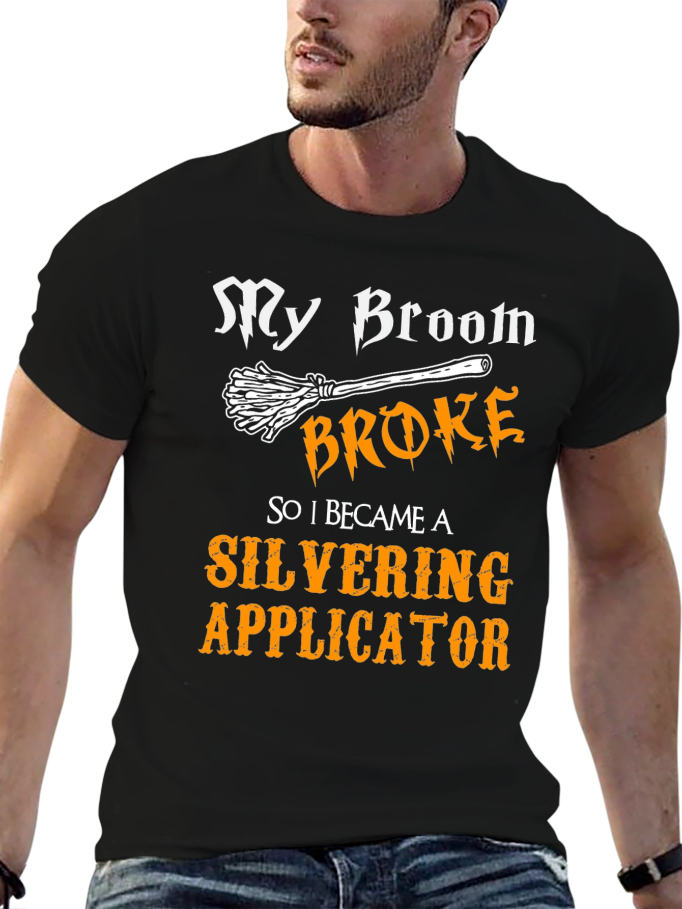 My Broom Broke Silvering Applicator Graphic Tee