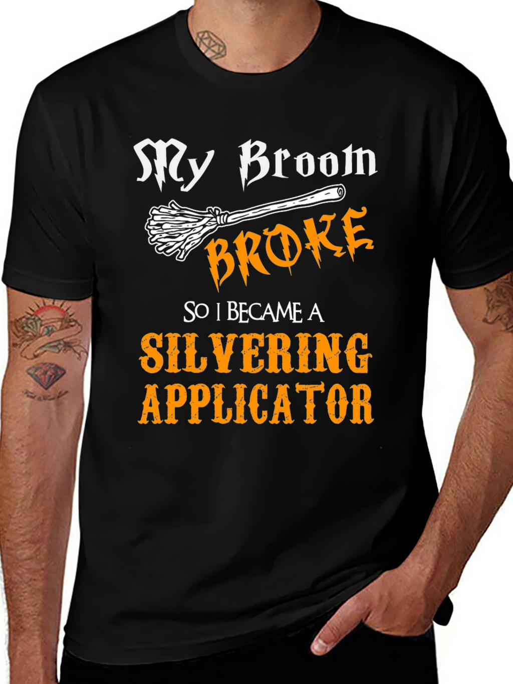 My Broom Broke Silvering Applicator Graphic Tee