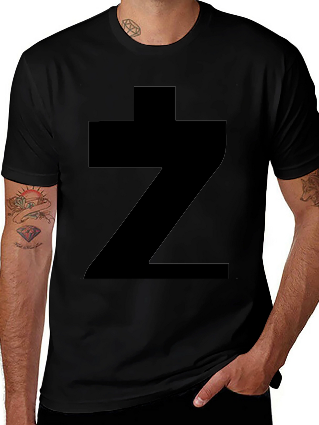 Bold Symbol Graphic Tee - Black Cotton Casual Shirt
