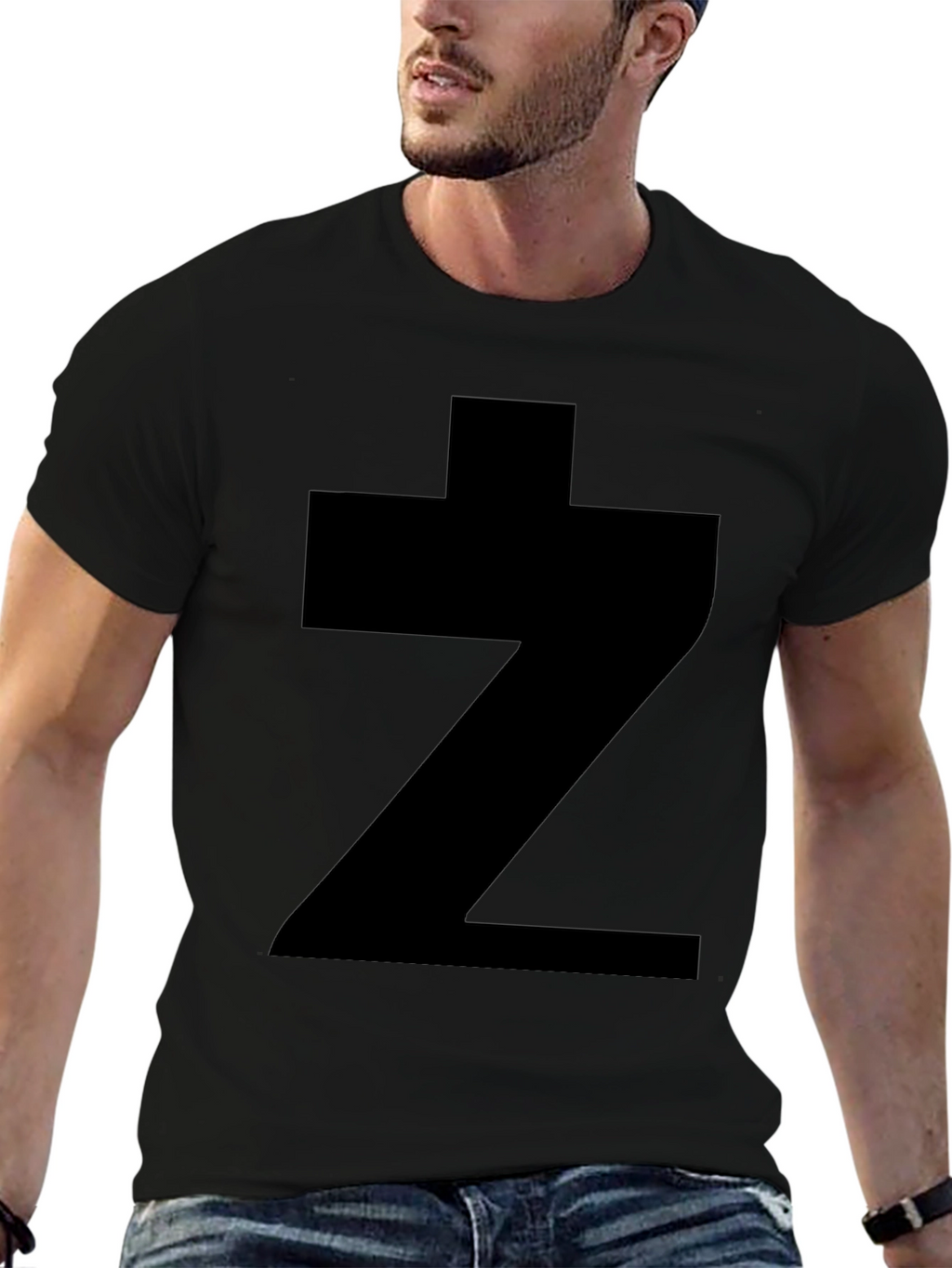 Bold Symbol Graphic Tee - Black Cotton Casual Shirt