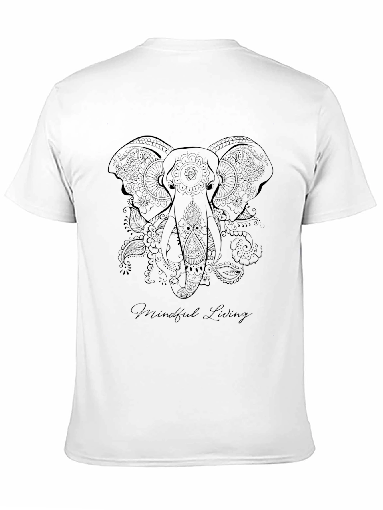 Mindful Living Elephant Graphic Tee - Black