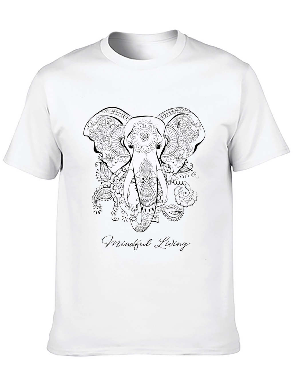 Mindful Living Elephant Graphic Tee - Black