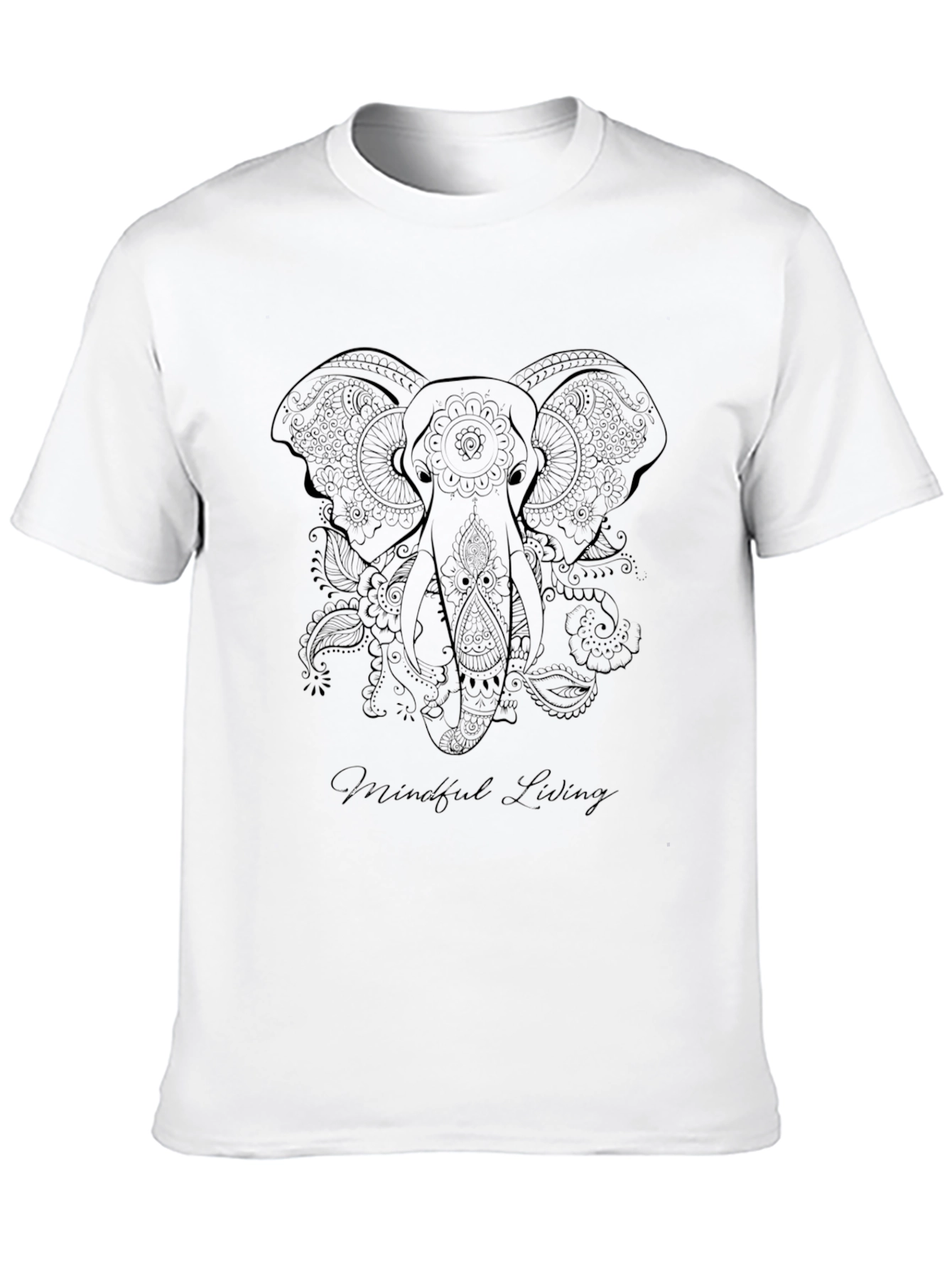 Mindful Living Elephant Graphic Tee - Black
