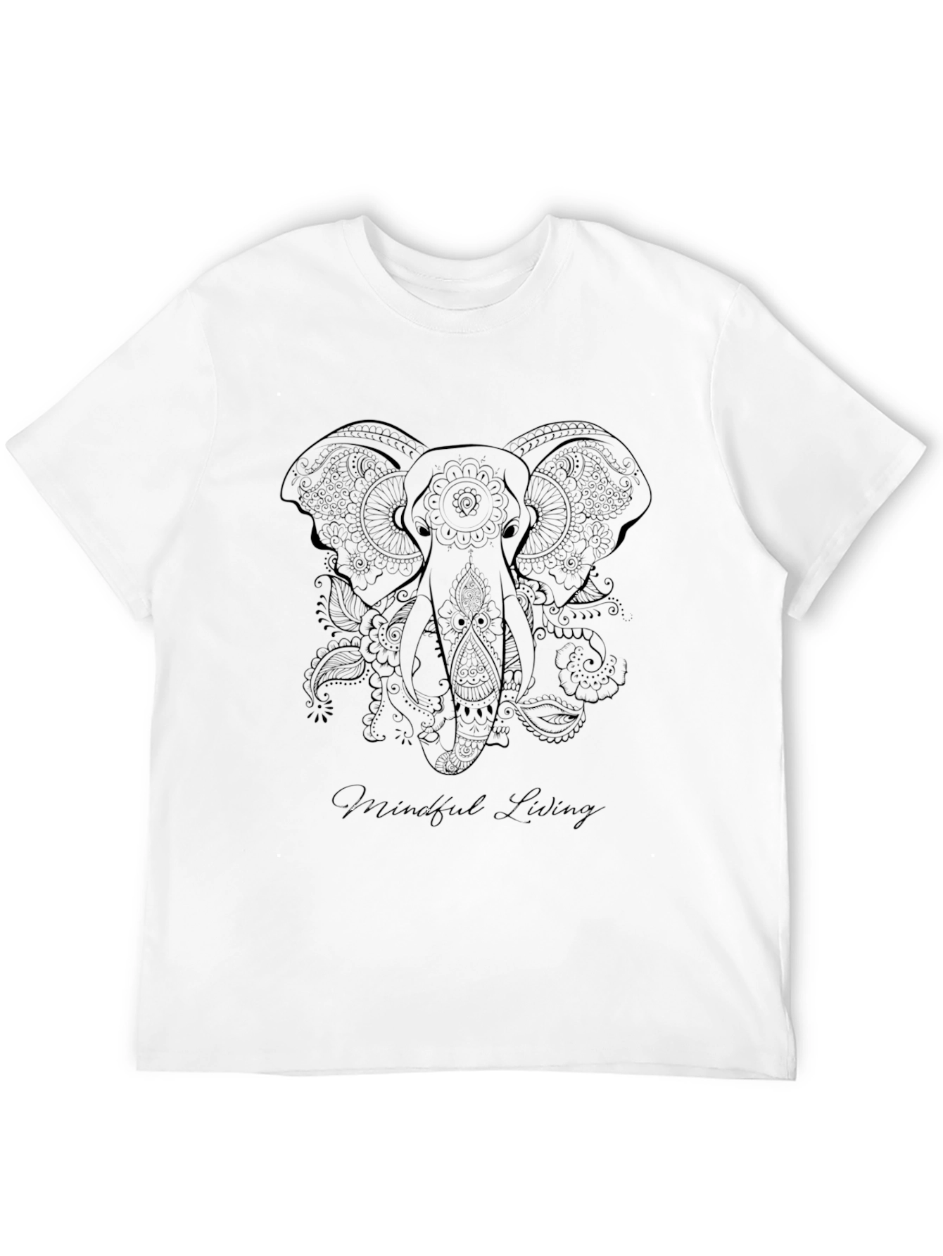 Mindful Living Elephant Graphic Tee - Black
