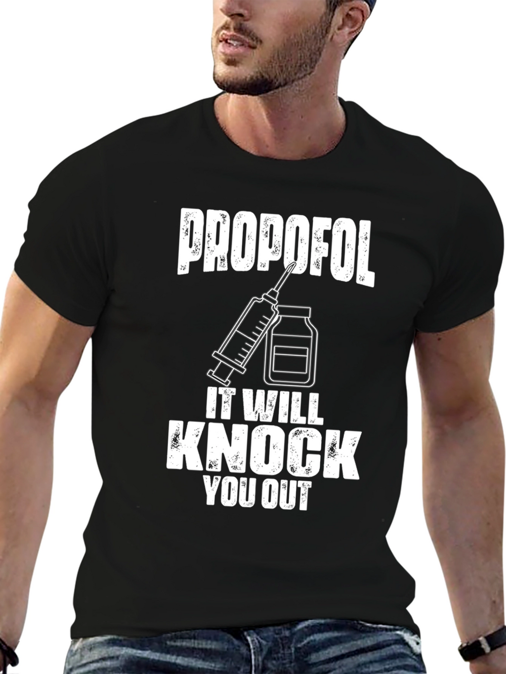 Propofol Knock Out Black T-Shirt
