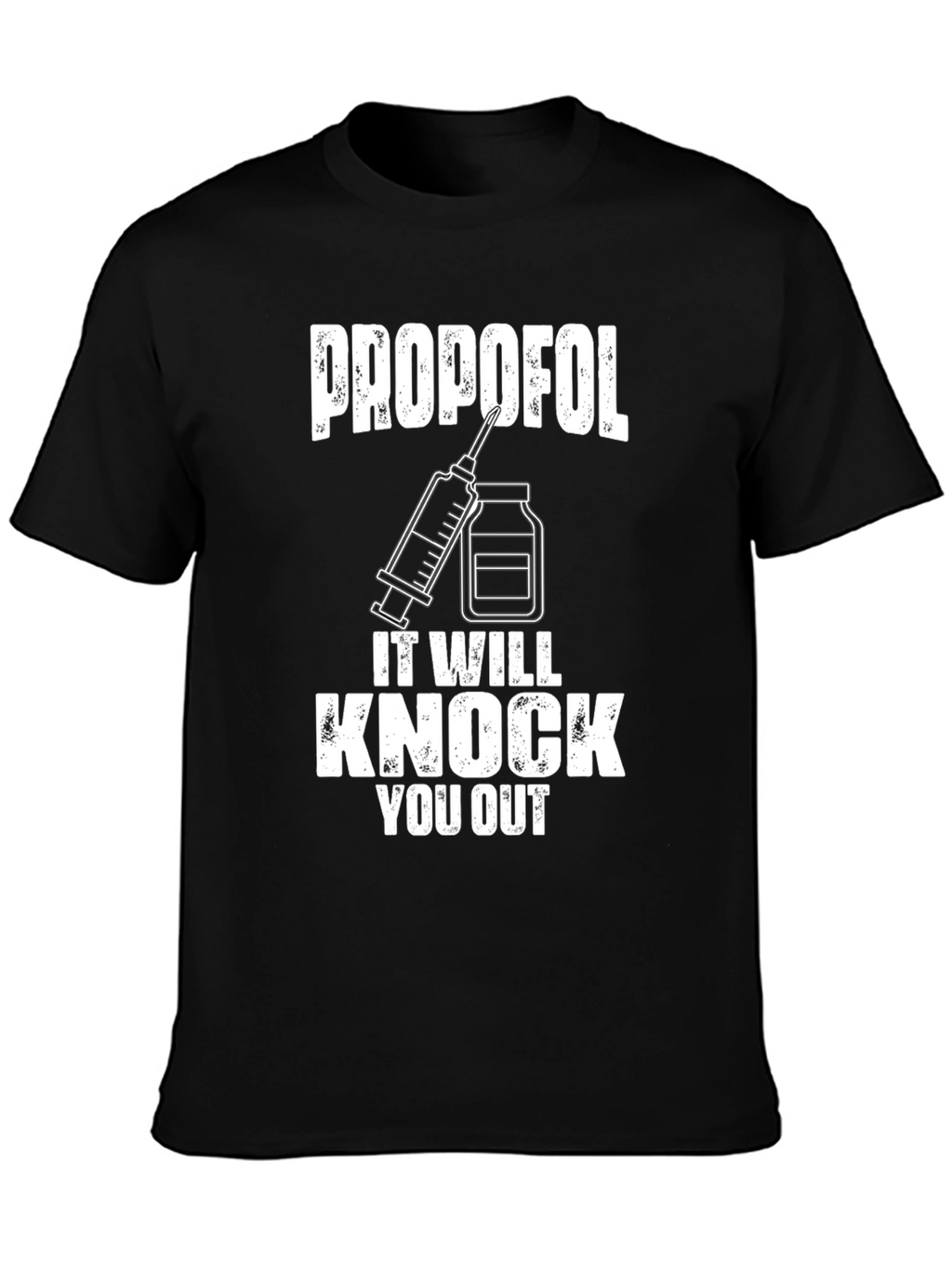 Propofol Knock Out Black T-Shirt