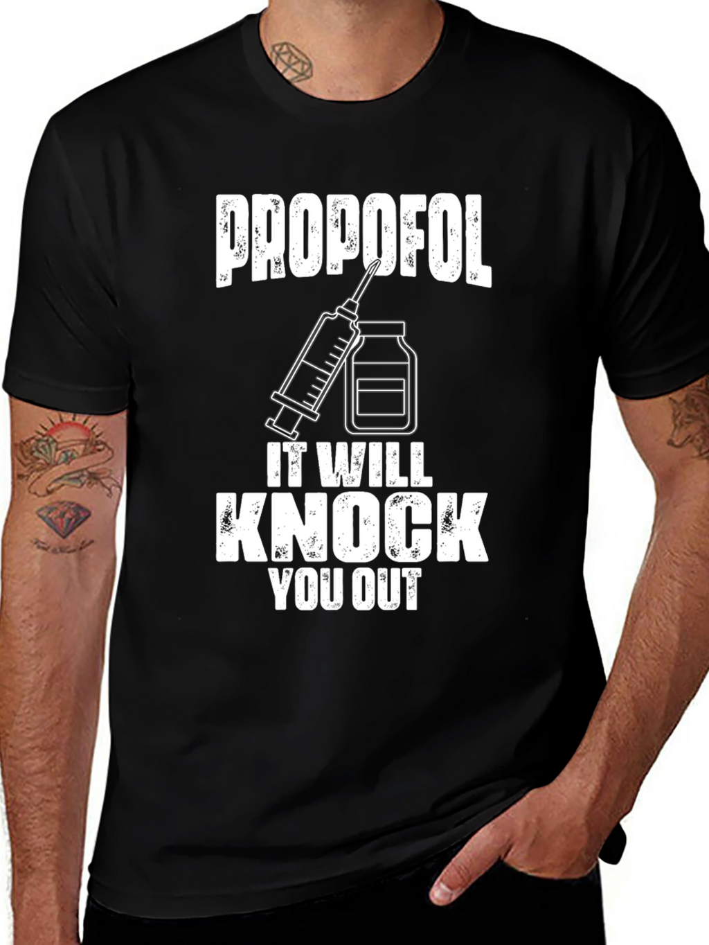 Propofol Knock Out Black T-Shirt