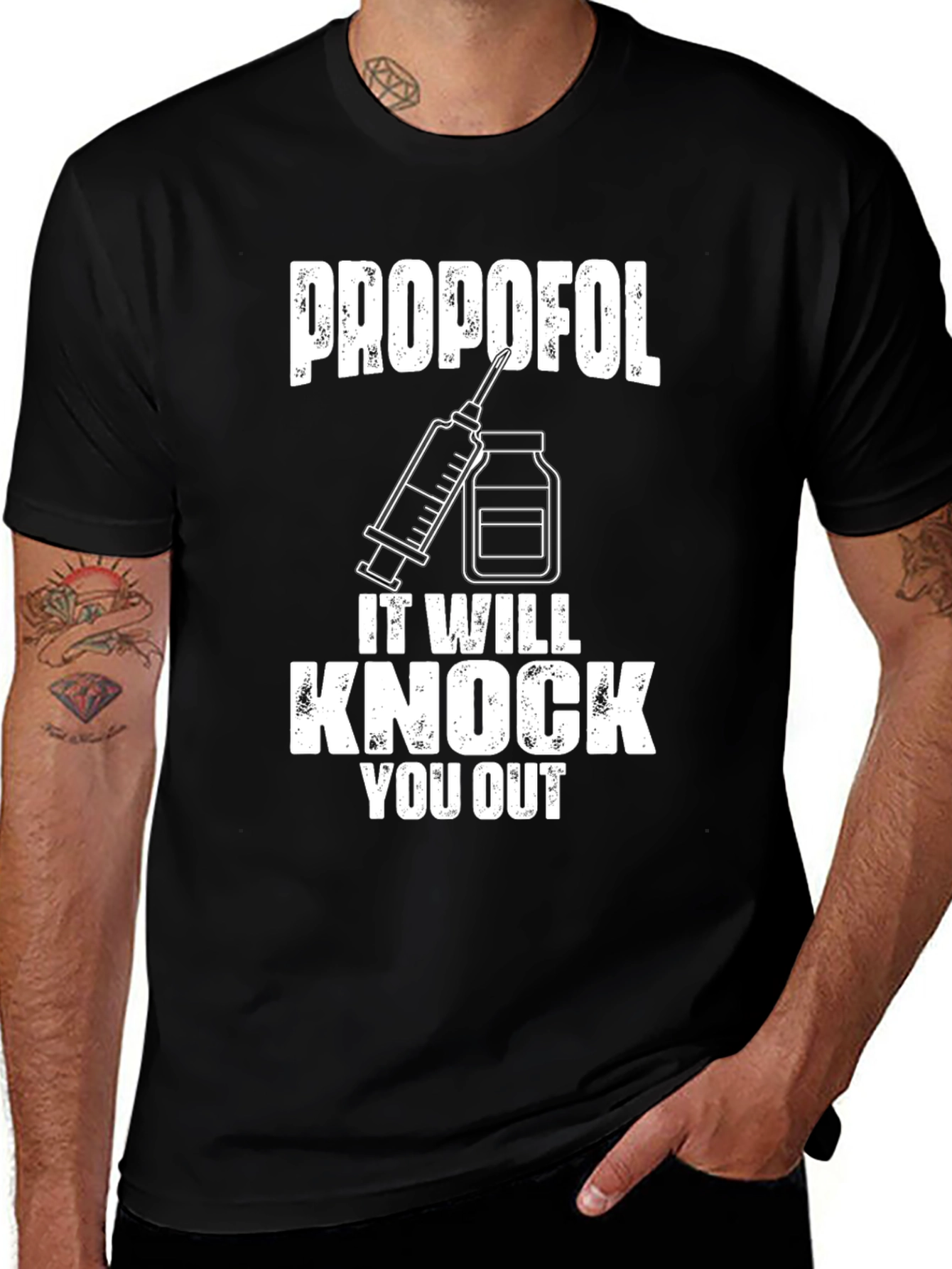 Propofol Knock Out Black T-Shirt