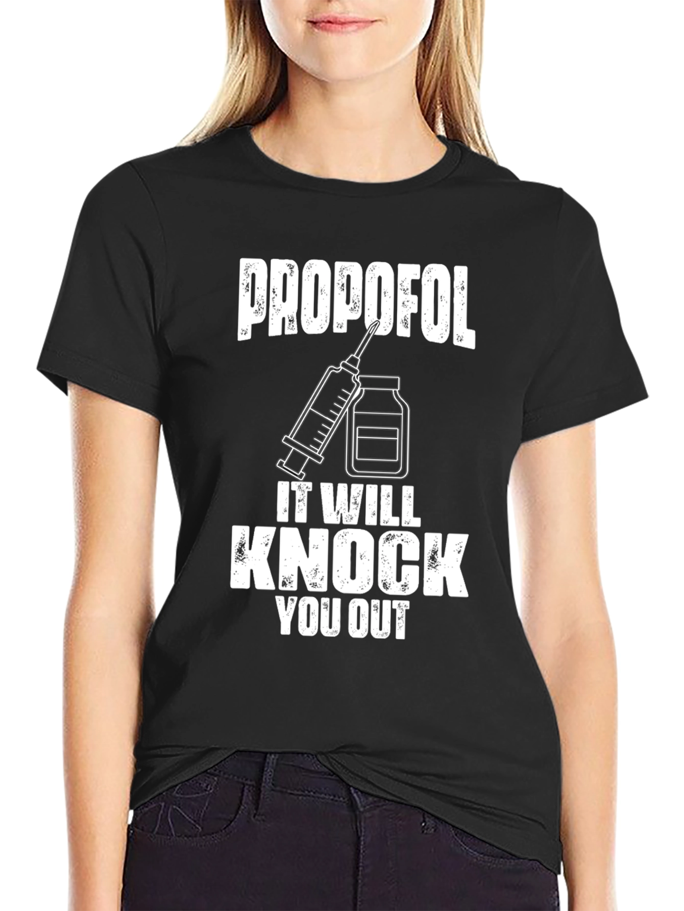 Propofol Knock Out Black T-Shirt