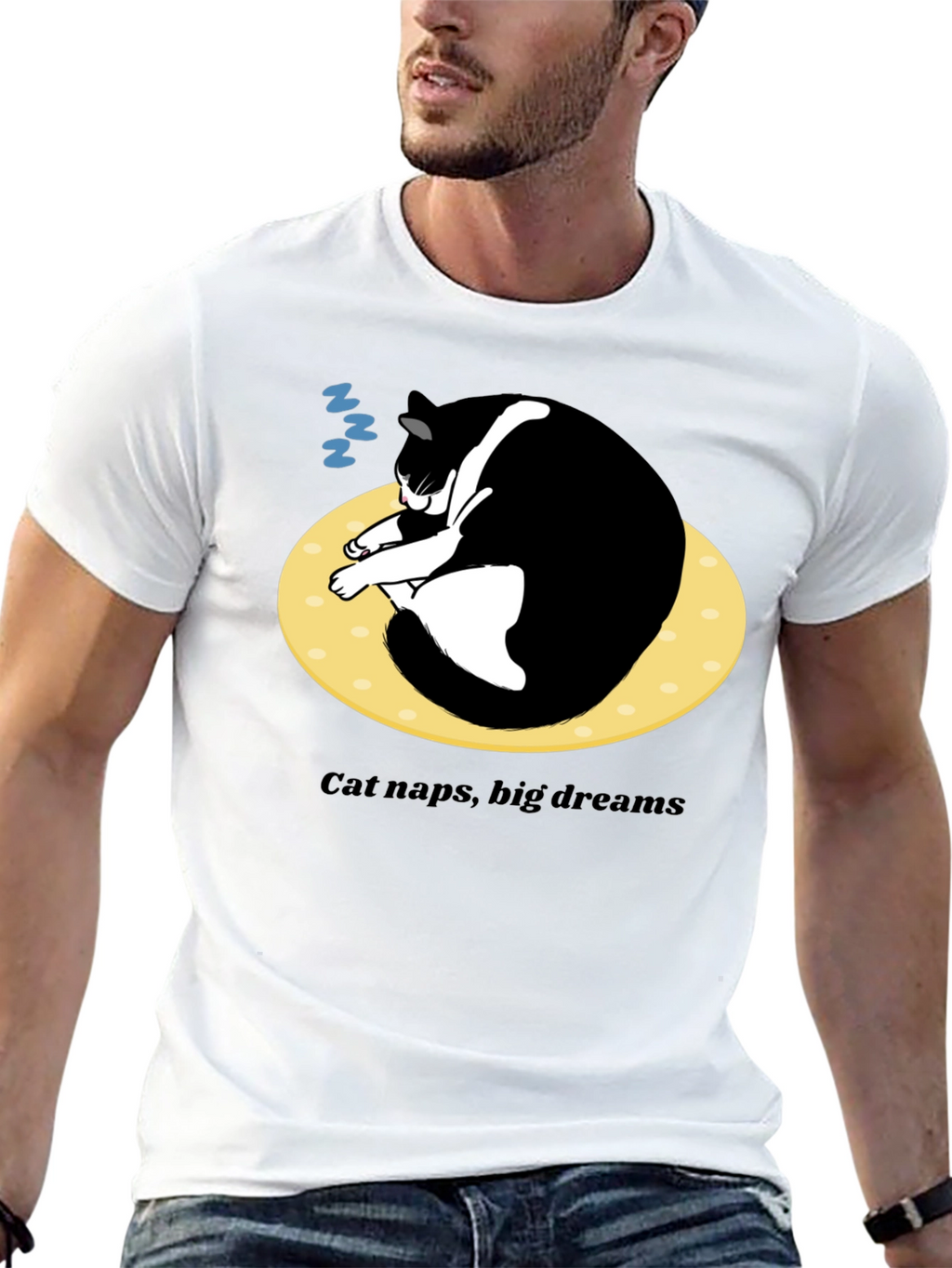 Cat Naps Big Dreams T-Shirt - Black