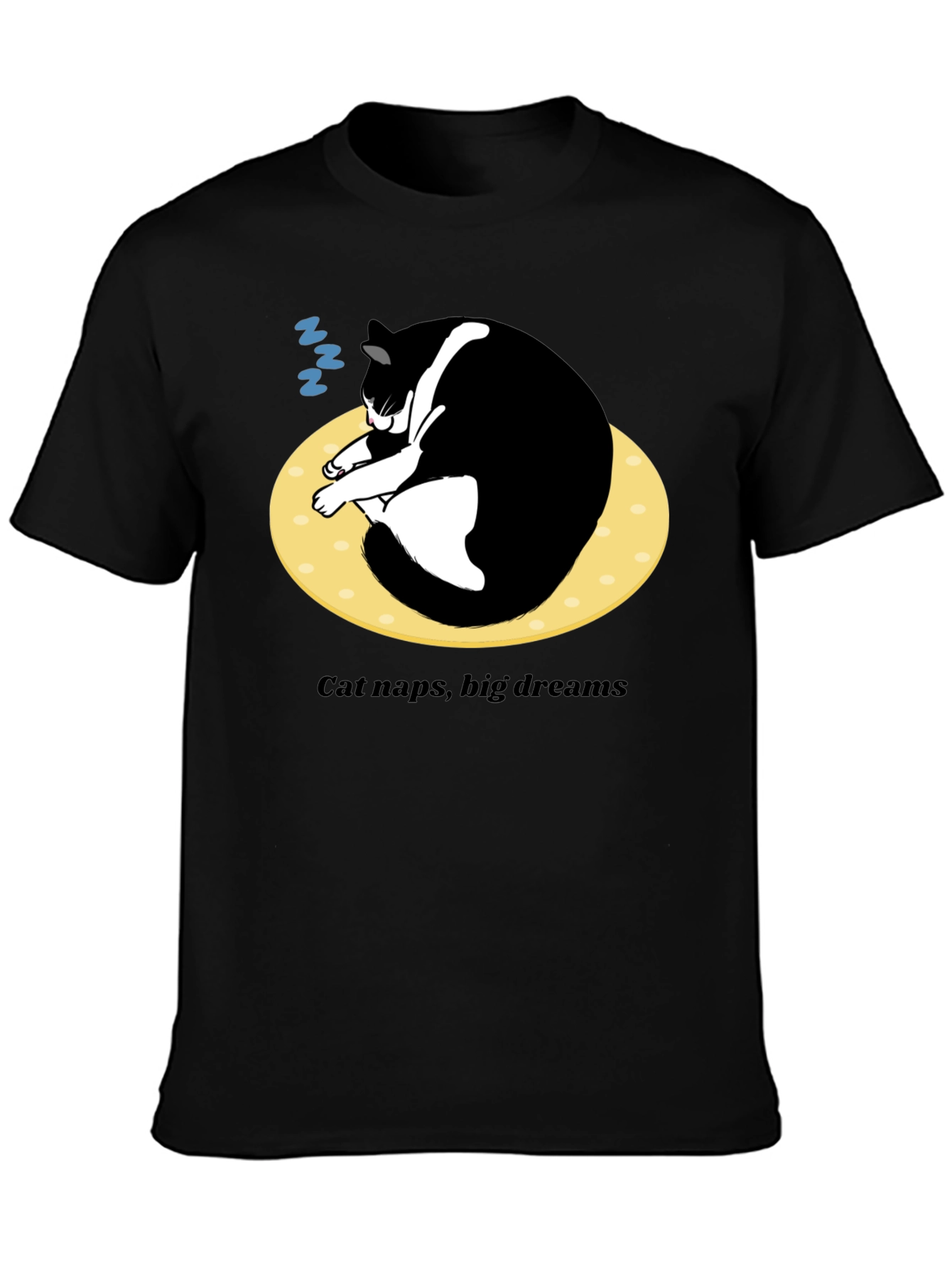 Cat Naps Big Dreams T-Shirt - Black