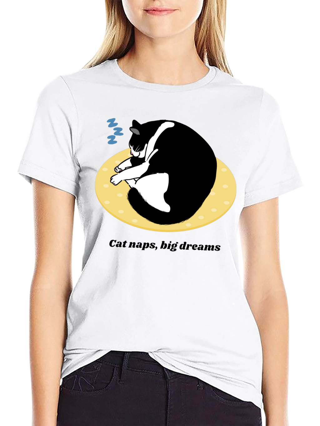 Cat Naps Big Dreams T-Shirt - Black