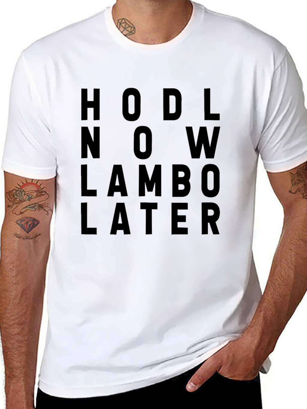 HODL Now Lambo Later Black Crypto T-Shirt