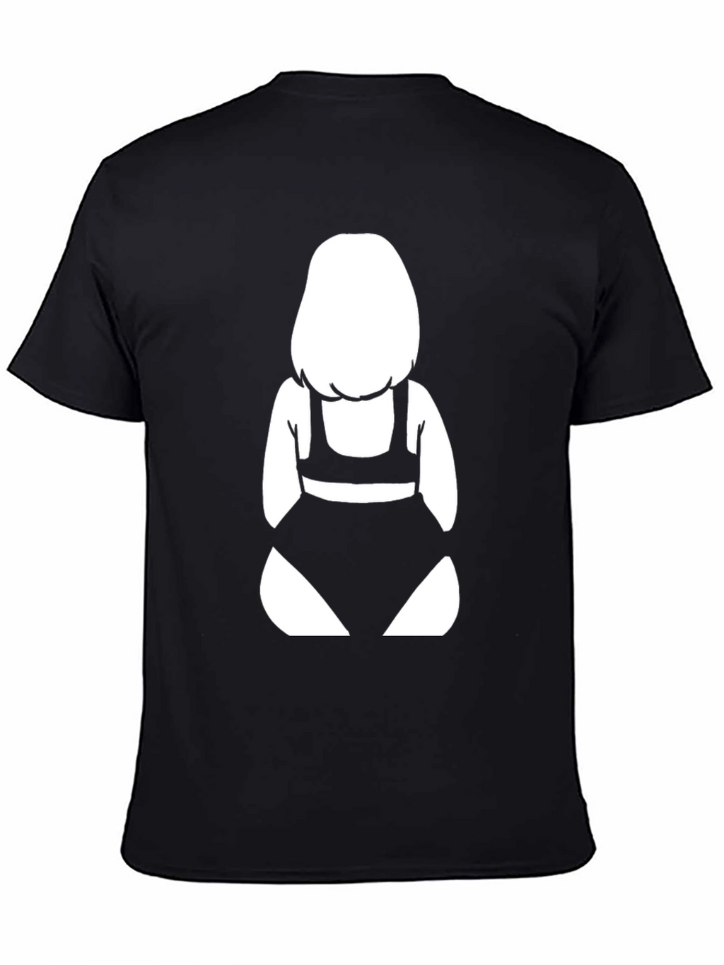 Black T-Shirt with Graphic Bikini Girl Design