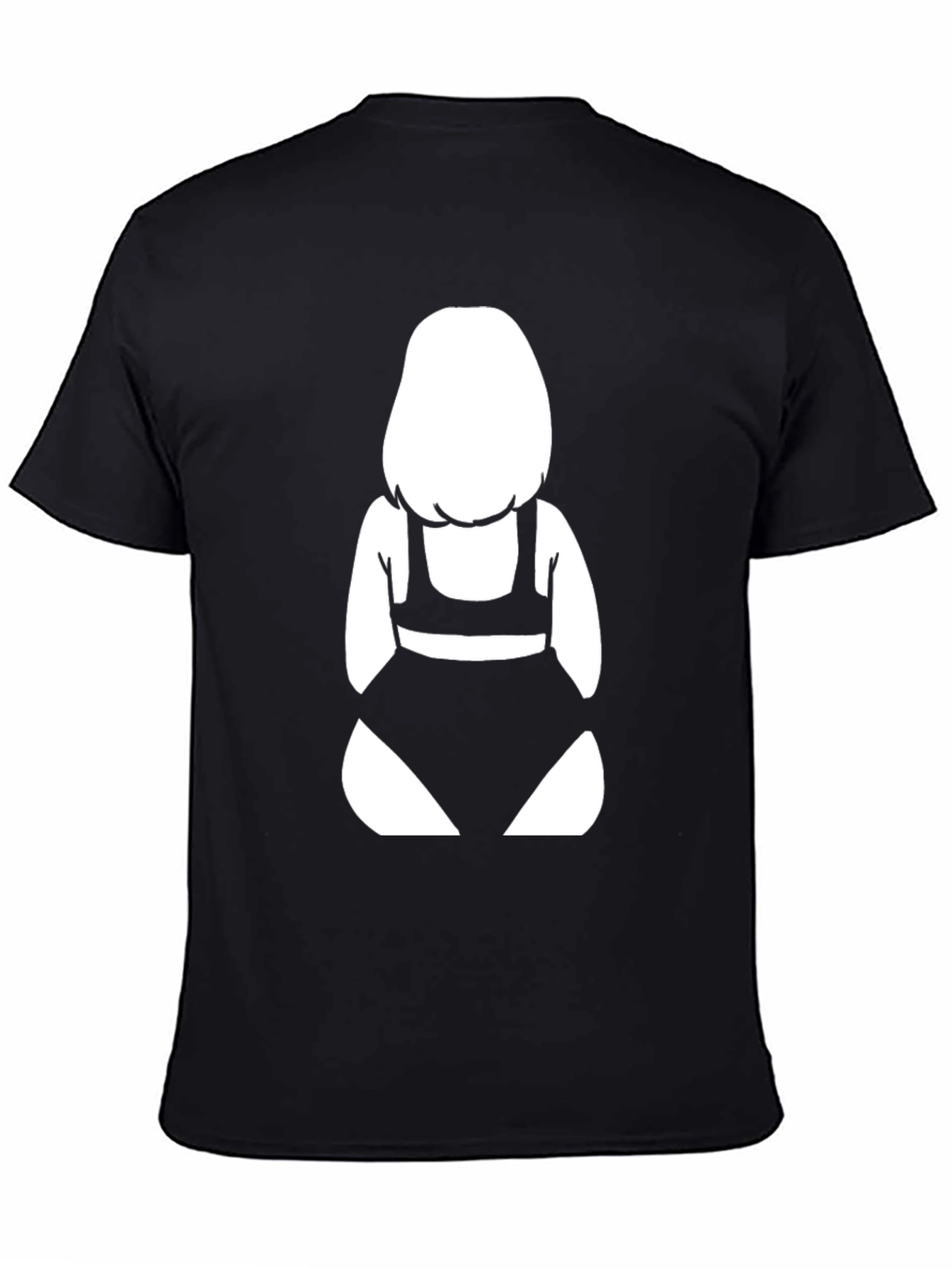 Black T-Shirt with Graphic Bikini Girl Design