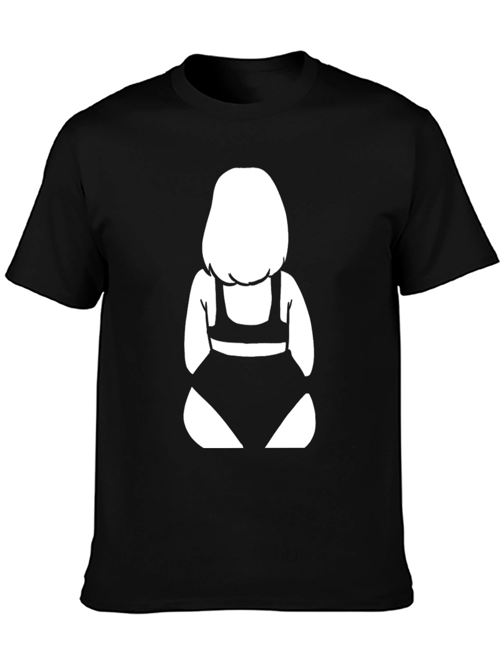 Black T-Shirt with Graphic Bikini Girl Design