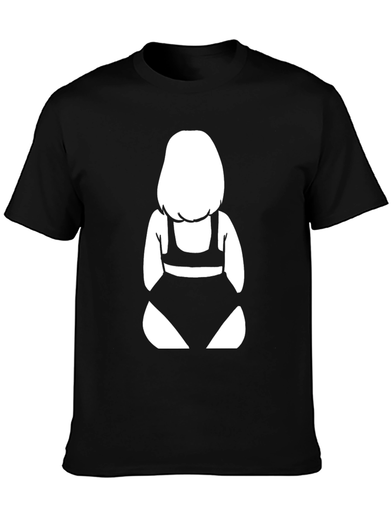 Black T-Shirt with Graphic Bikini Girl Design