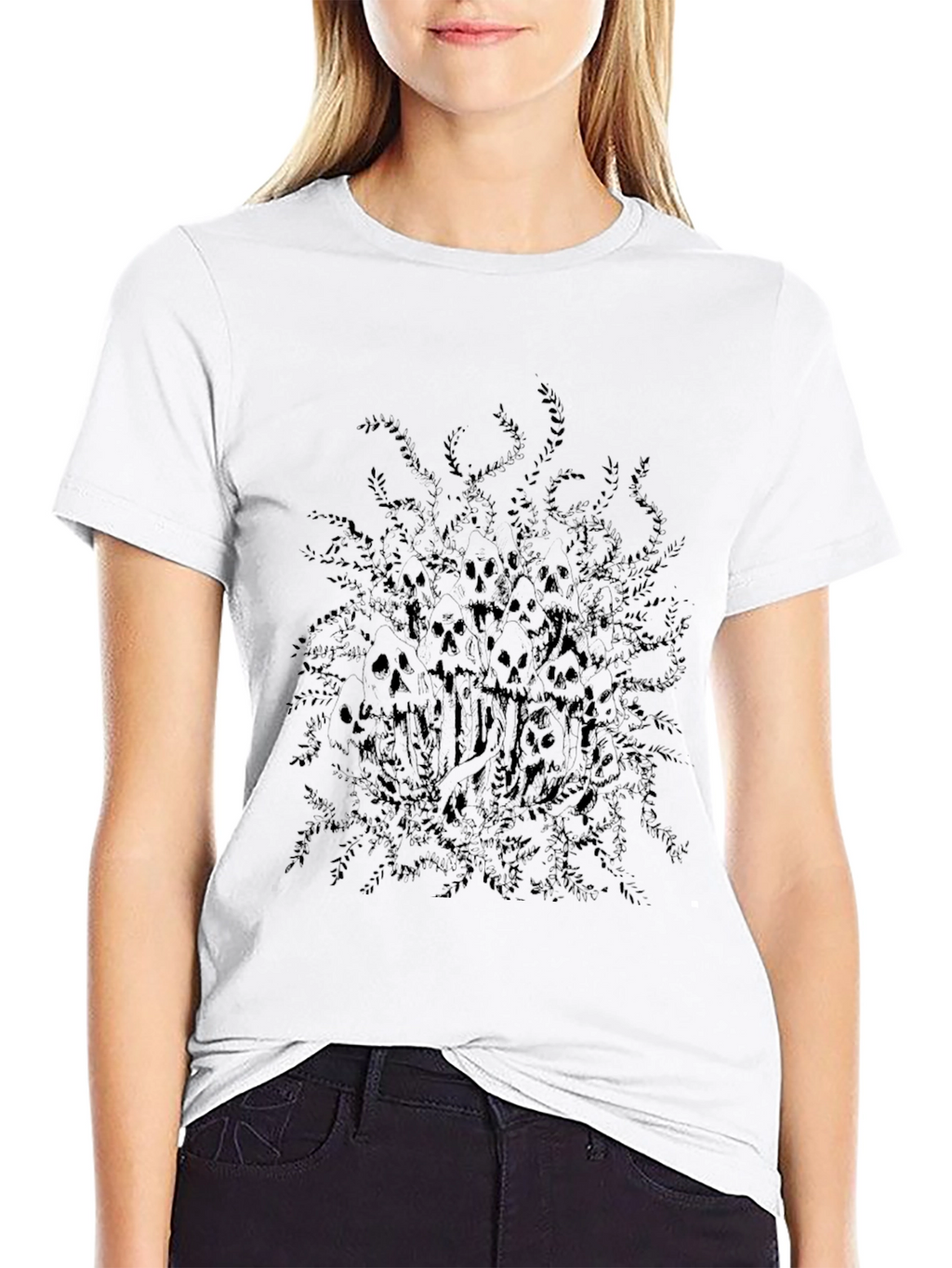 Skull & Foliage Graphic Black Tee