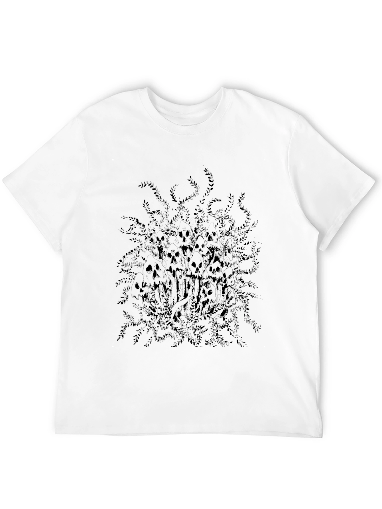 Skull & Foliage Graphic Black Tee