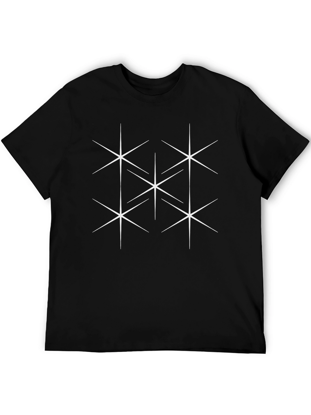 Geometric Starburst Pattern Black T-Shirt