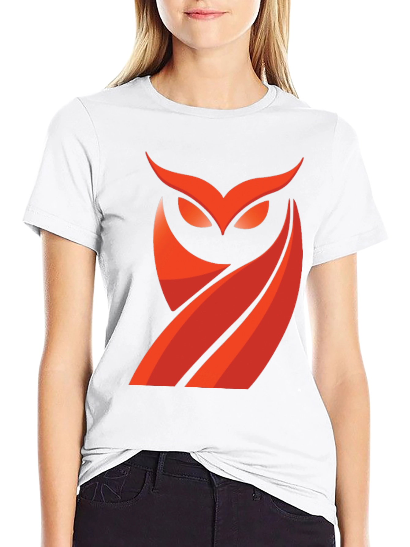 Mens Black T-Shirt with Red Owl Graphic