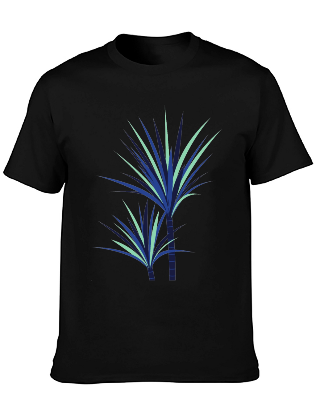 Stylish Plant Graphic Tee - Black