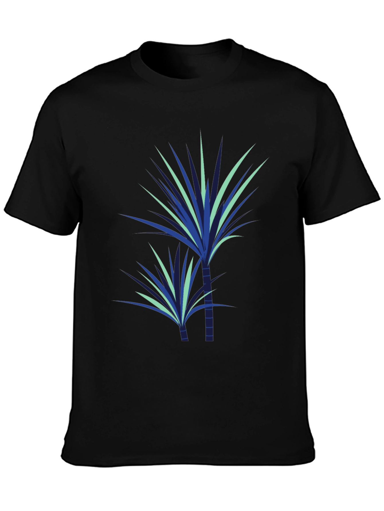 Stylish Plant Graphic Tee - Black