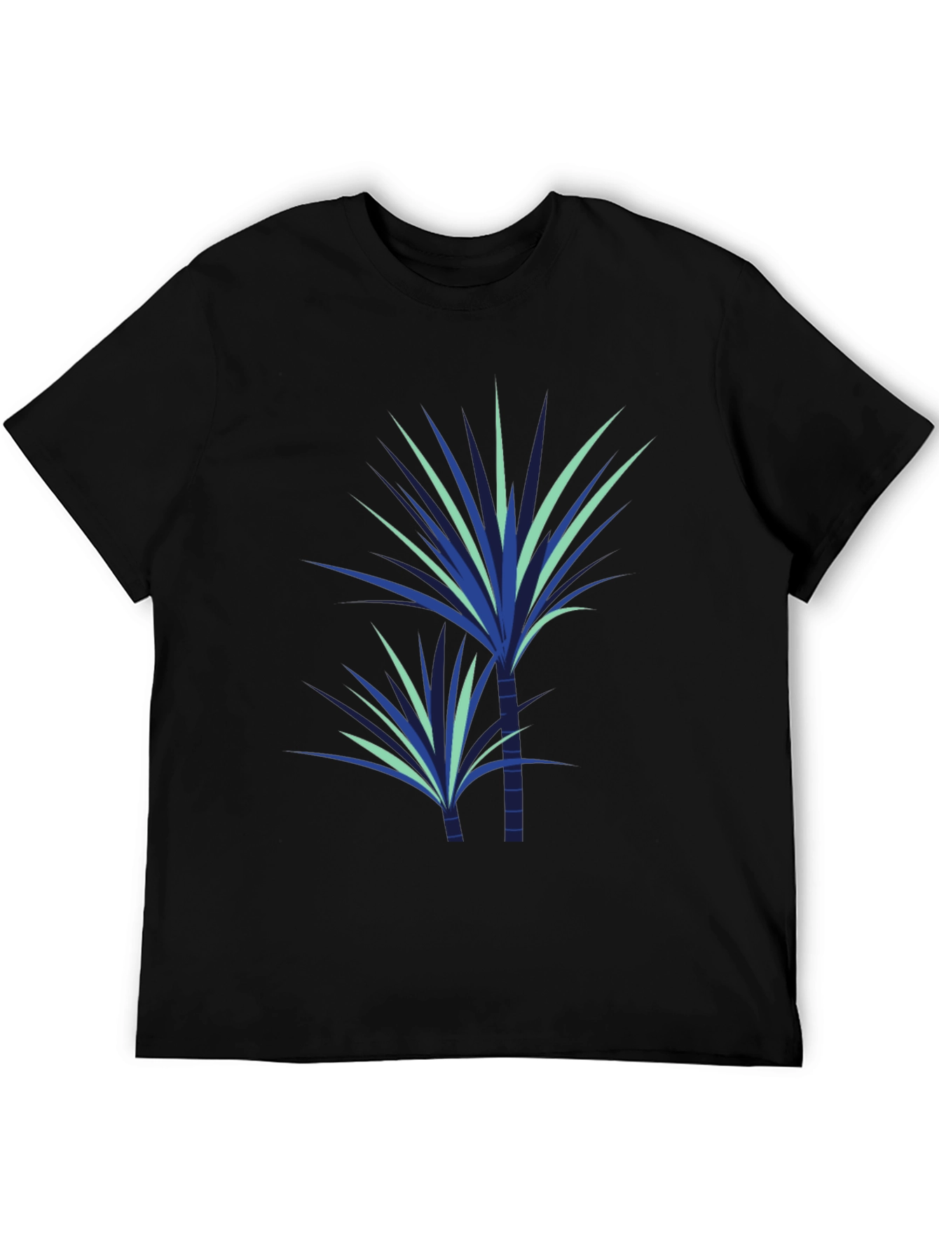 Stylish Plant Graphic Tee - Black