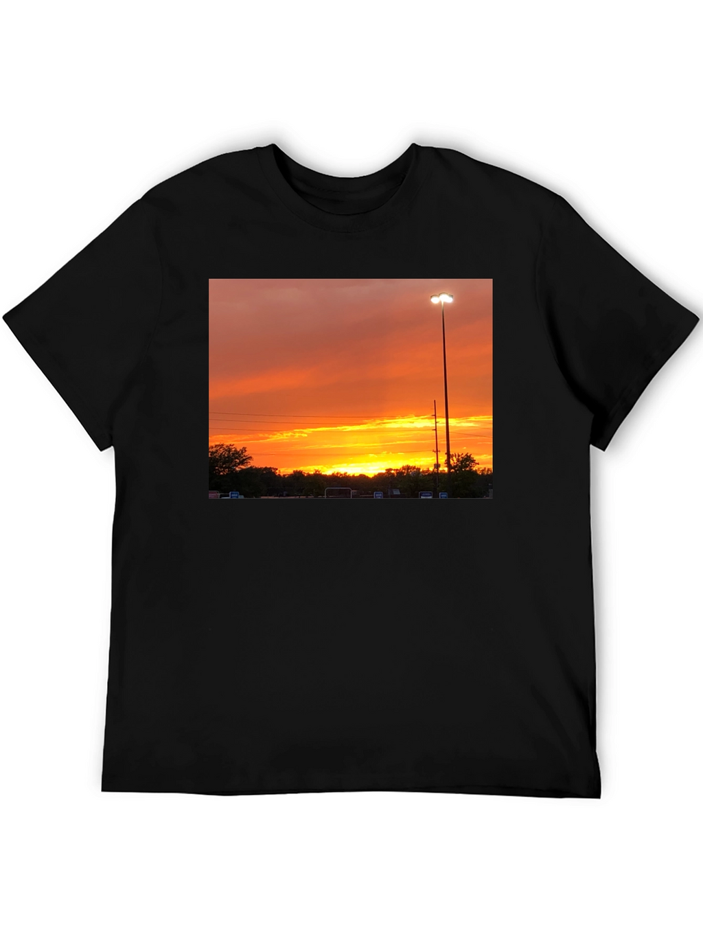 Sunset Scene Graphic Tee - Black Cotton