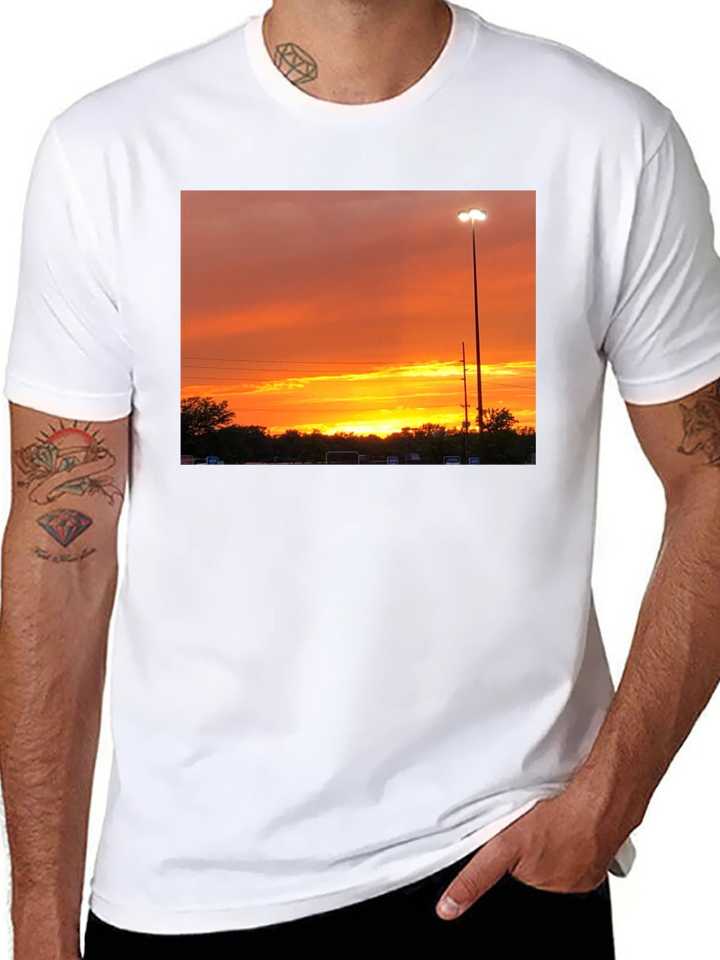 Sunset Scene Graphic Tee - Black Cotton