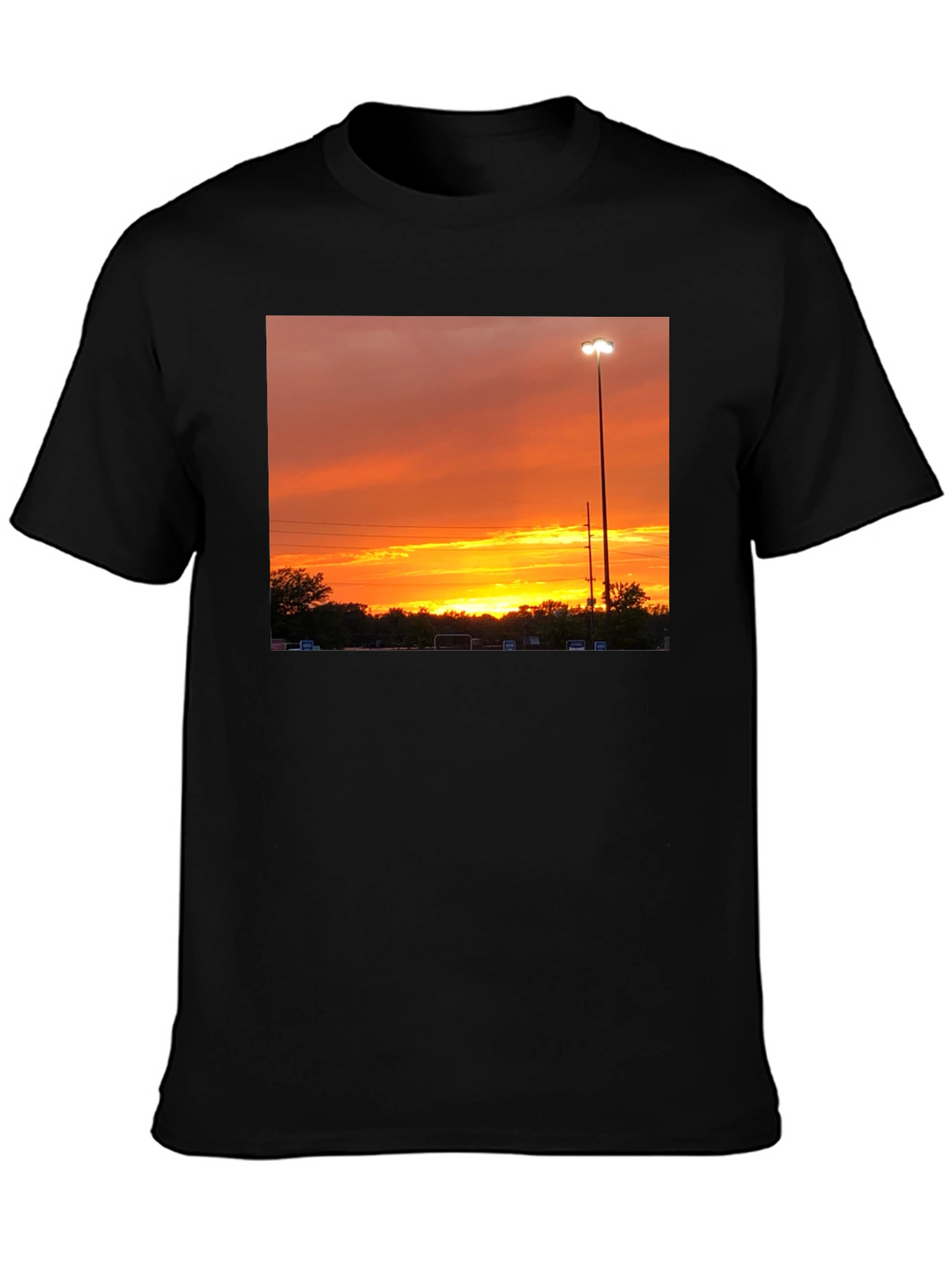 Sunset Scene Graphic Tee - Black Cotton