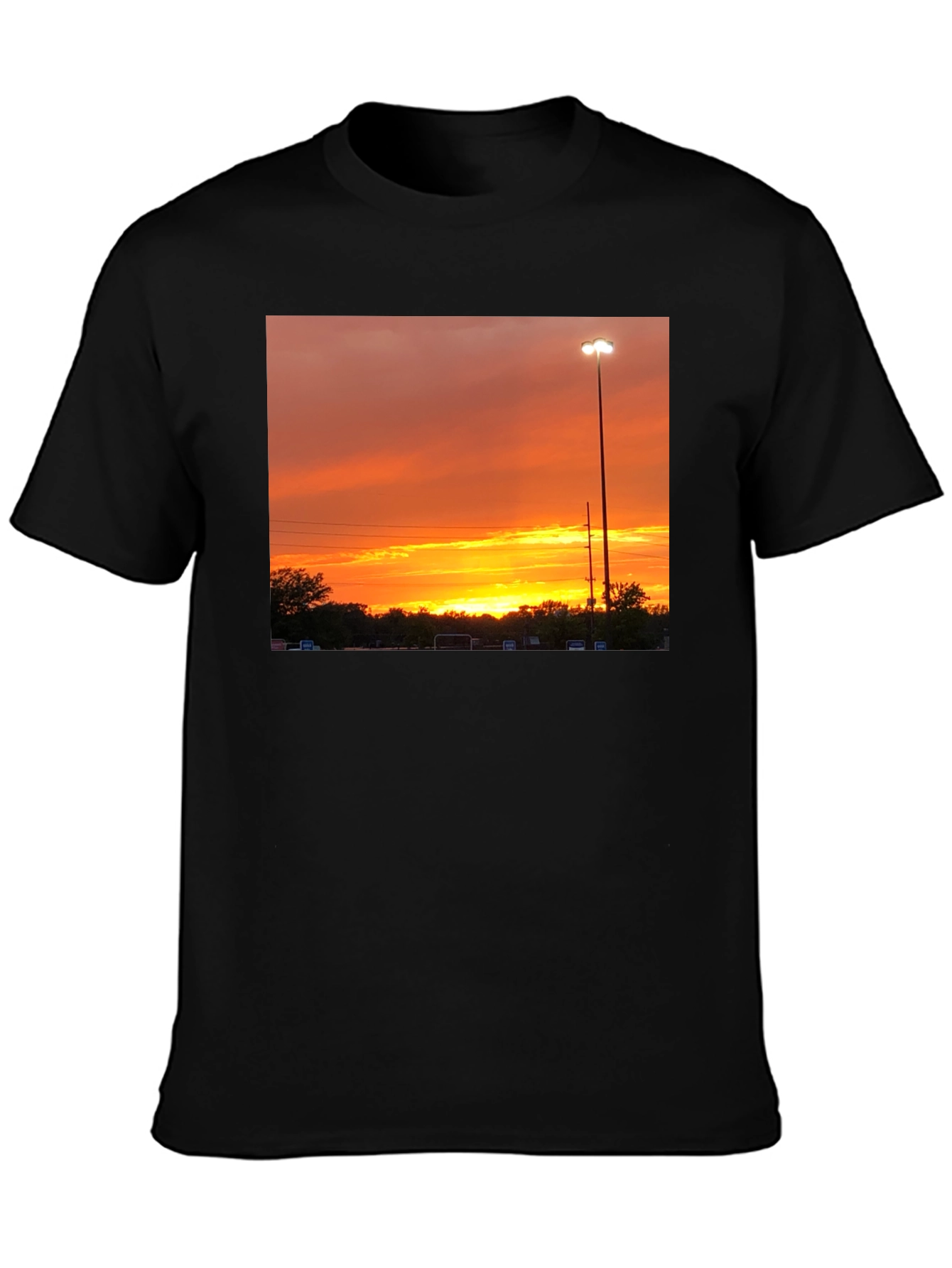 Sunset Scene Graphic Tee - Black Cotton
