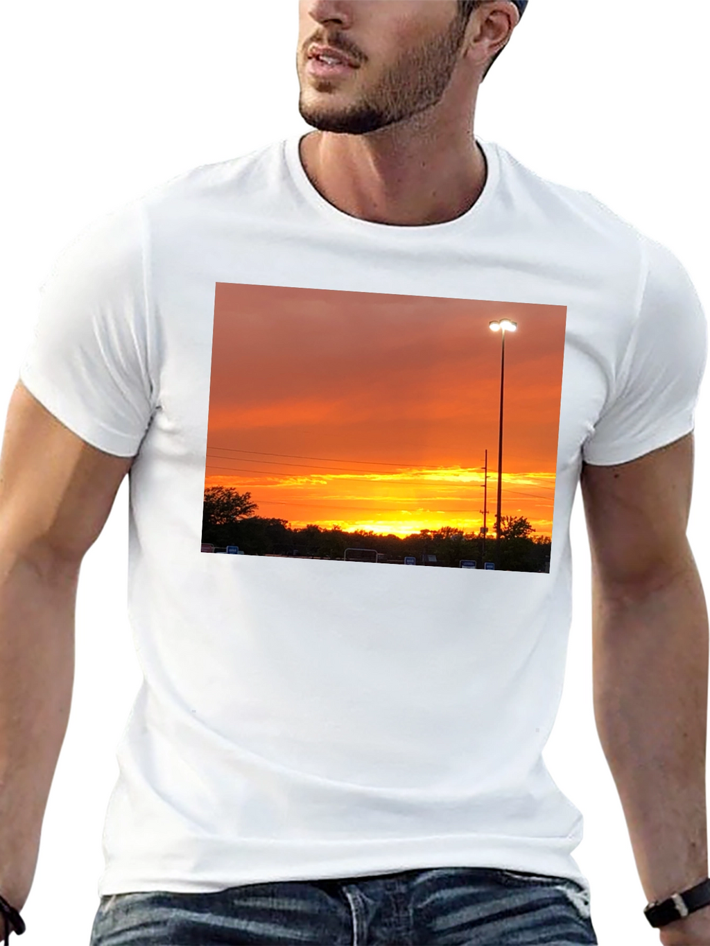 Sunset Scene Graphic Tee - Black Cotton