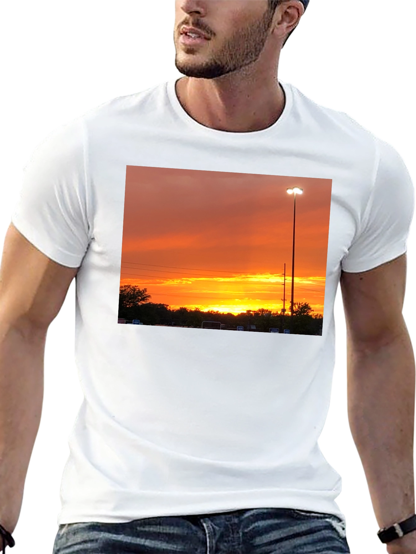Sunset Scene Graphic Tee - Black Cotton