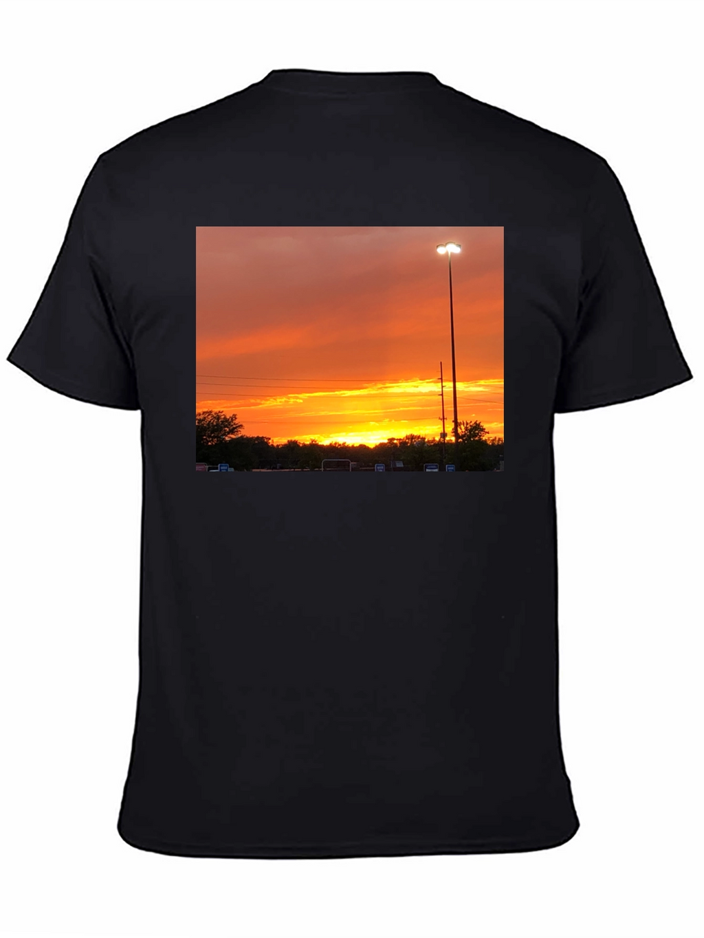 Sunset Scene Graphic Tee - Black Cotton