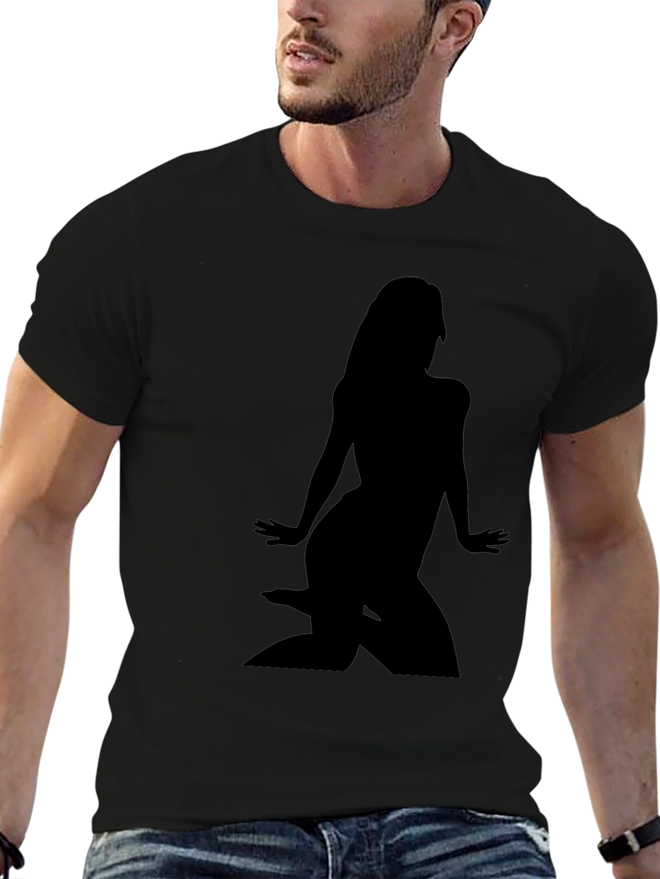 Black T-Shirt with Woman Silhouette Graphic Tee