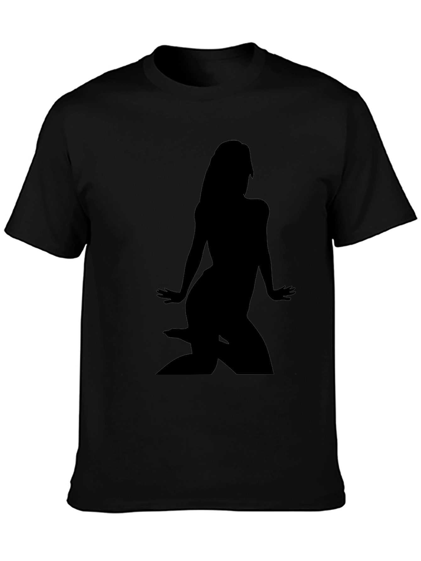 Black T-Shirt with Woman Silhouette Graphic Tee