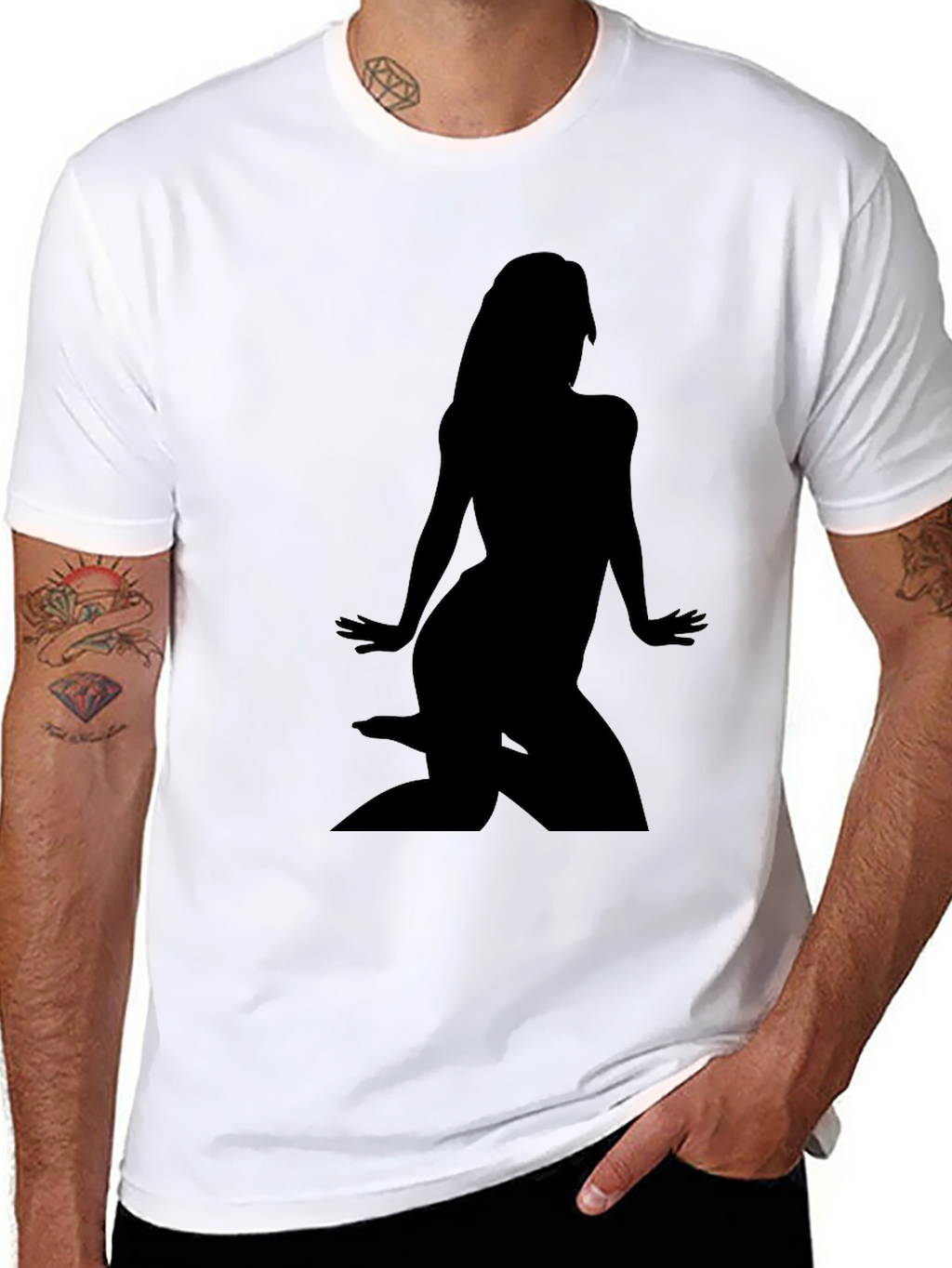 Black T-Shirt with Woman Silhouette Graphic Tee