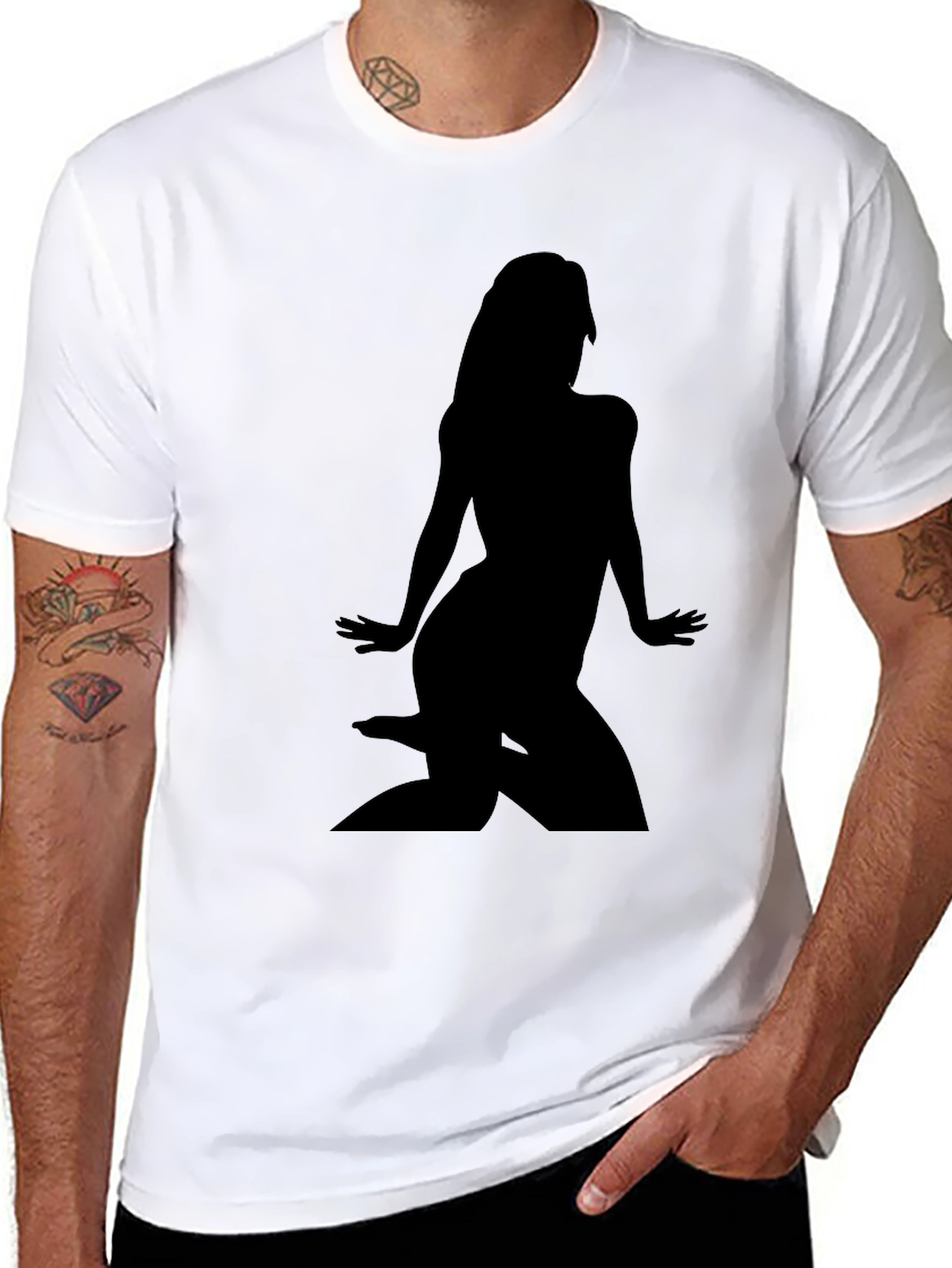 Black T-Shirt with Woman Silhouette Graphic Tee