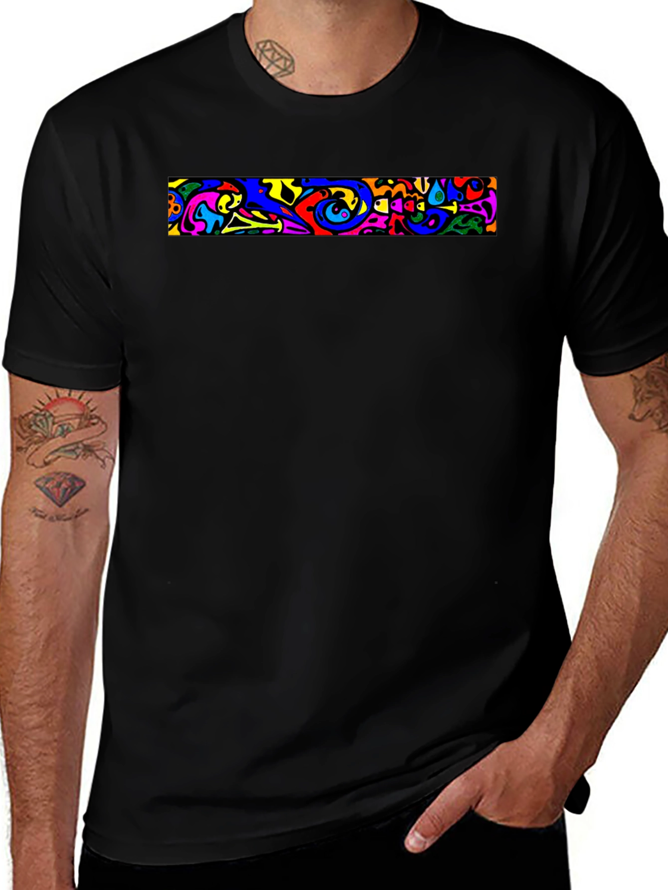 Vivid Abstract Art Black T-Shirt