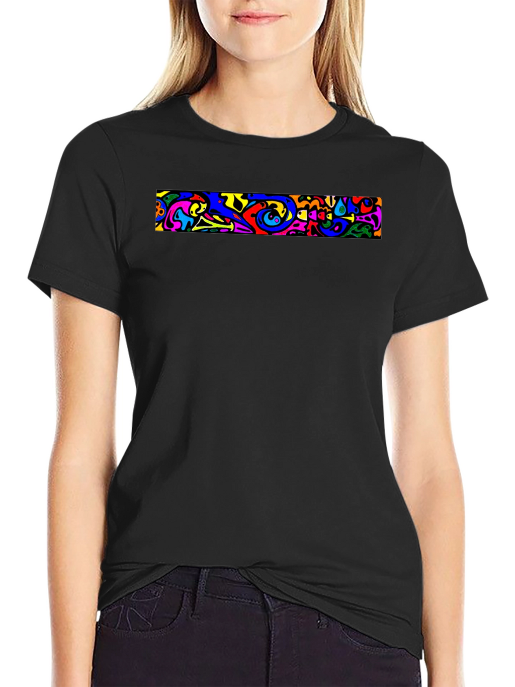 Vivid Abstract Art Black T-Shirt