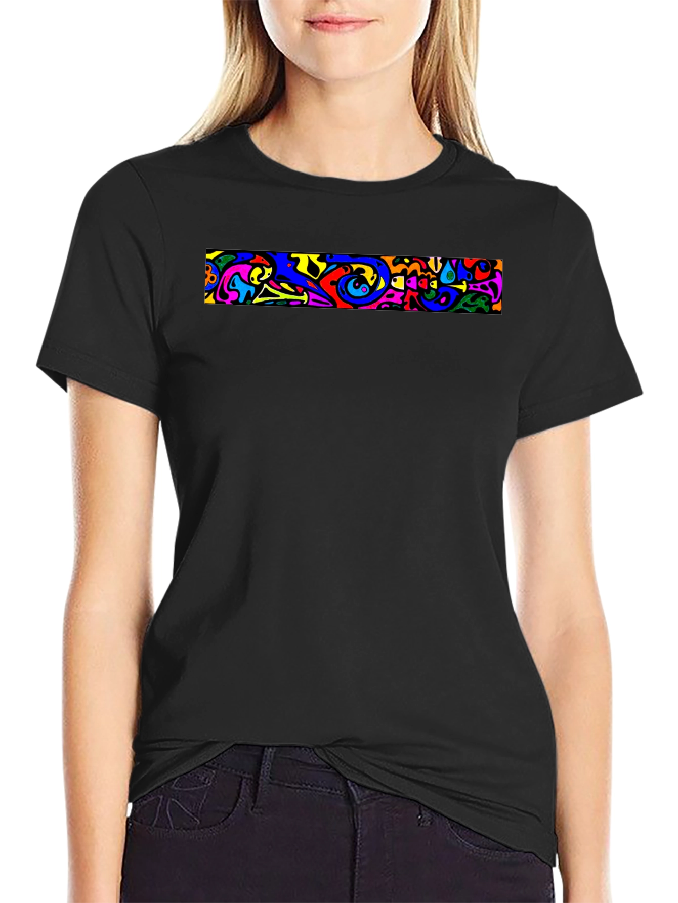 Vivid Abstract Art Black T-Shirt