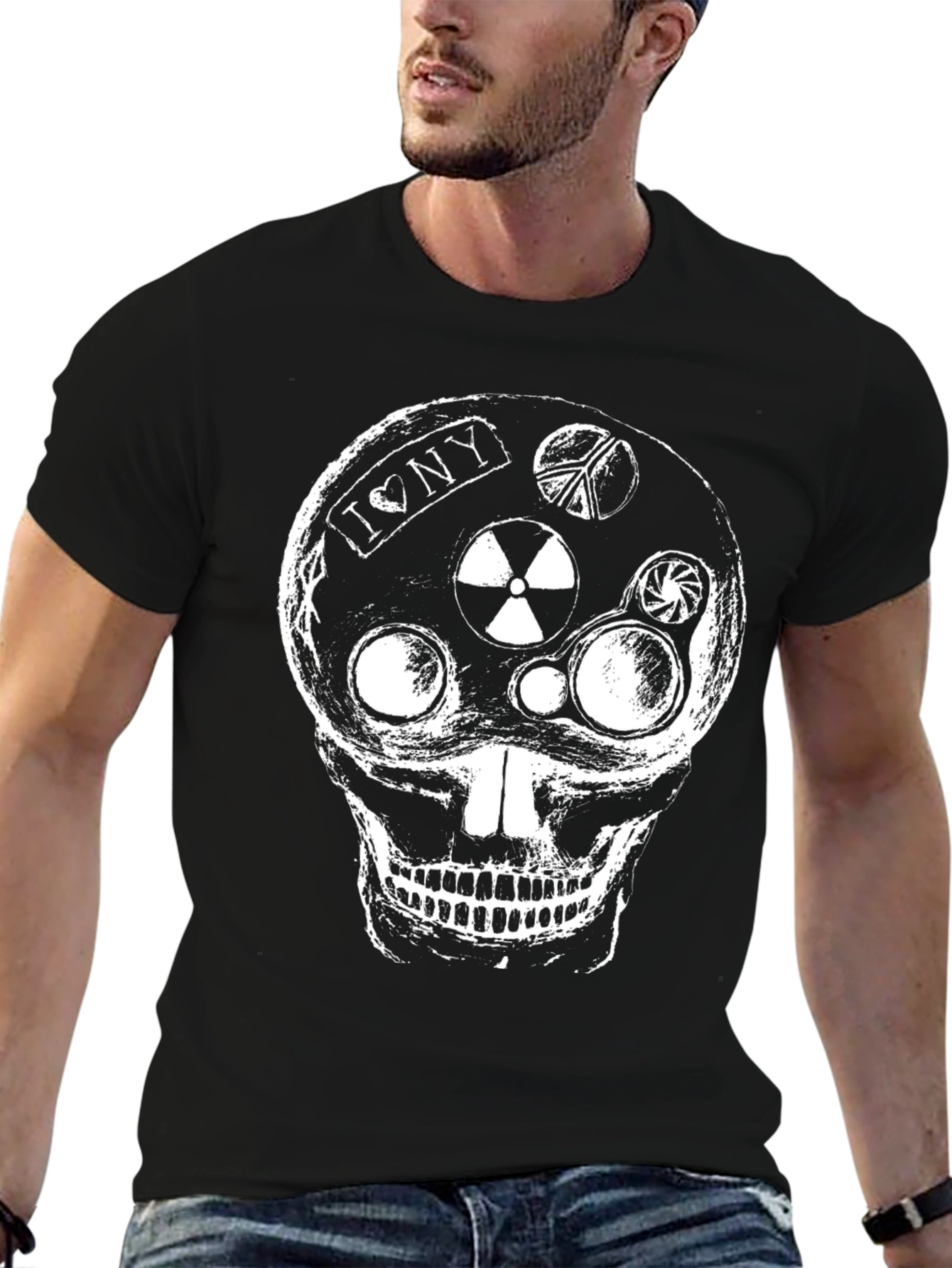 Skull Graphic Tee - I Love NY Peace & Radiation