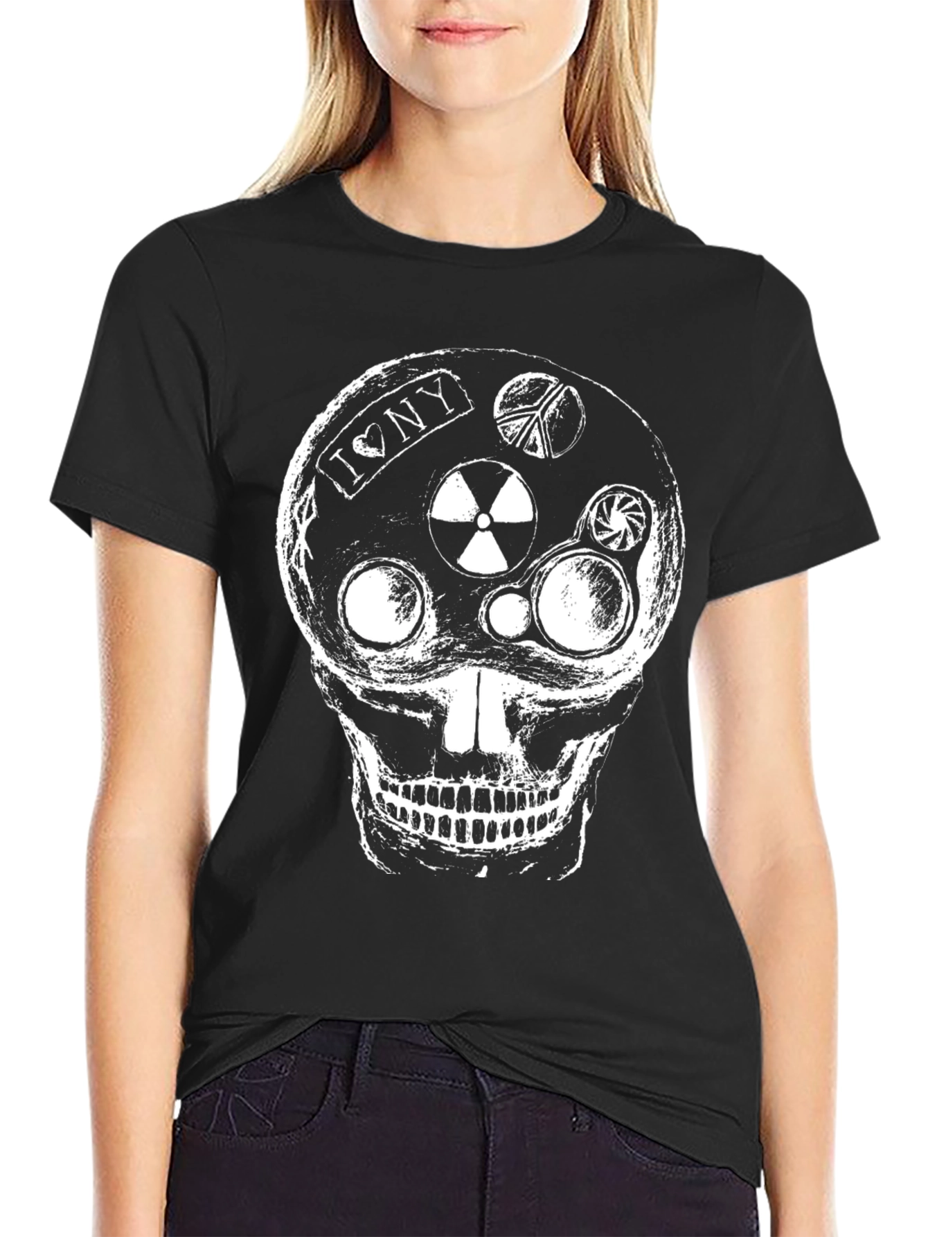 Skull Graphic Tee - I Love NY Peace & Radiation