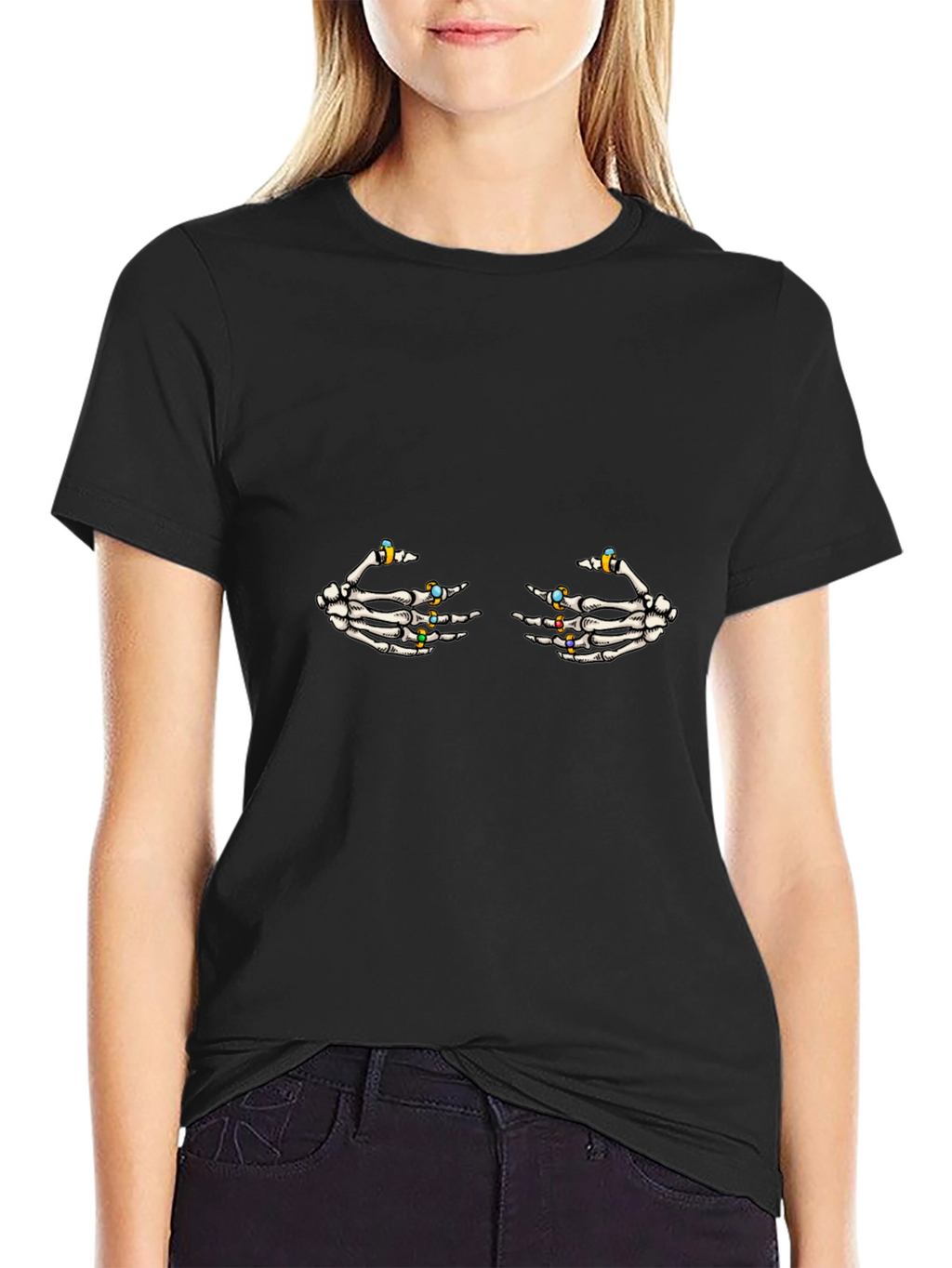 Skeleton Hands Graphic Tee - Black