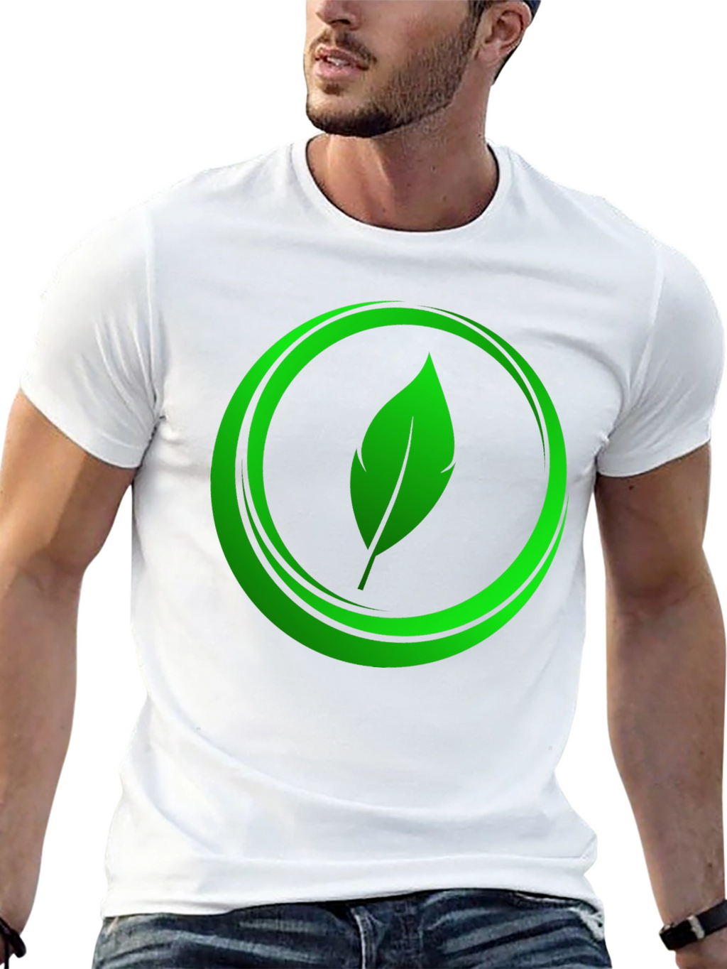 Eco-Friendly Leaf Logo Graphic Tee