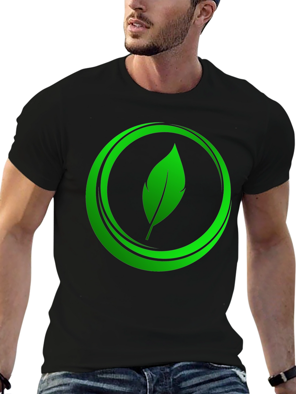 Eco-Friendly Leaf Logo Graphic Tee