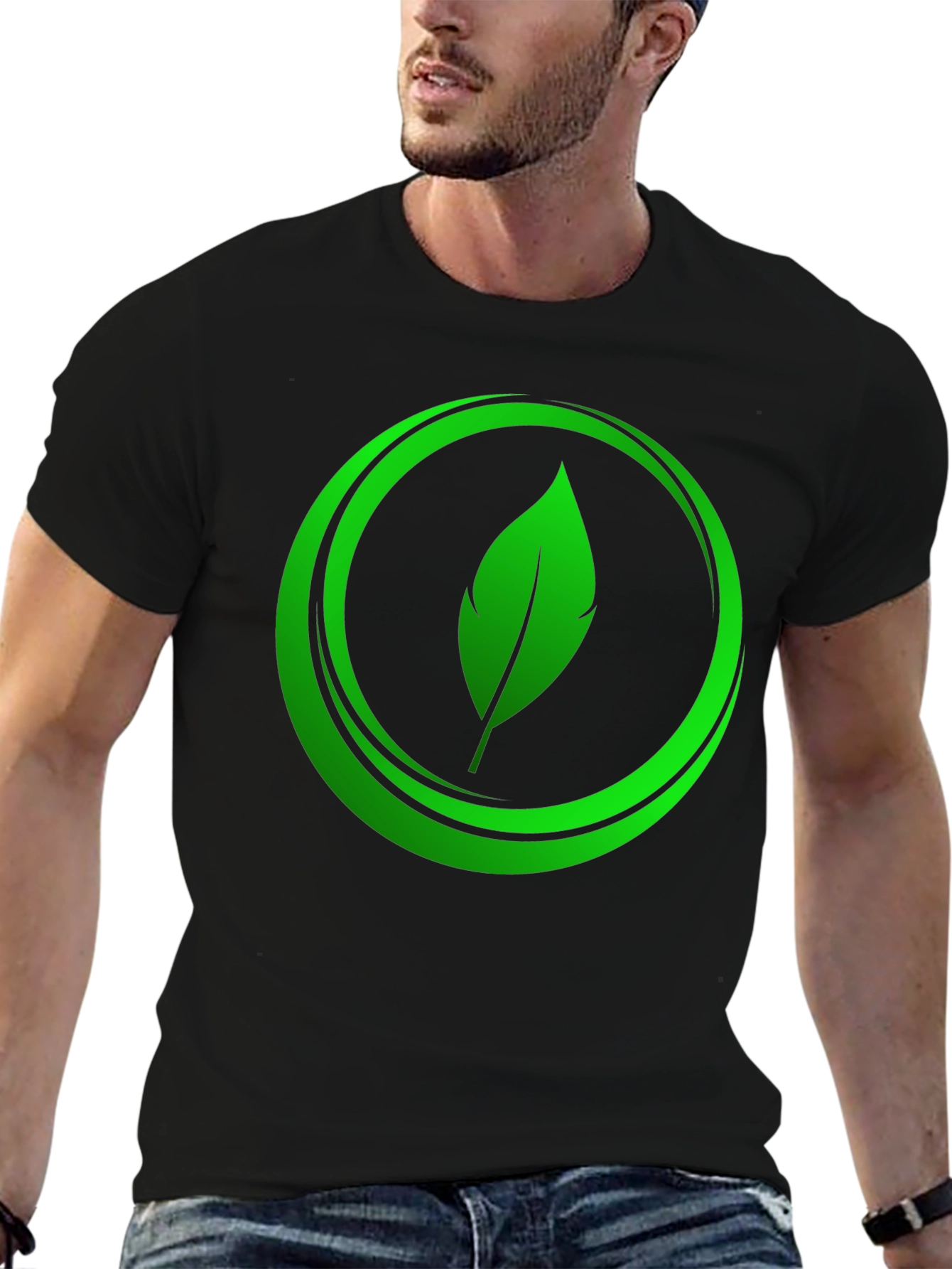 Eco-Friendly Leaf Logo Graphic Tee