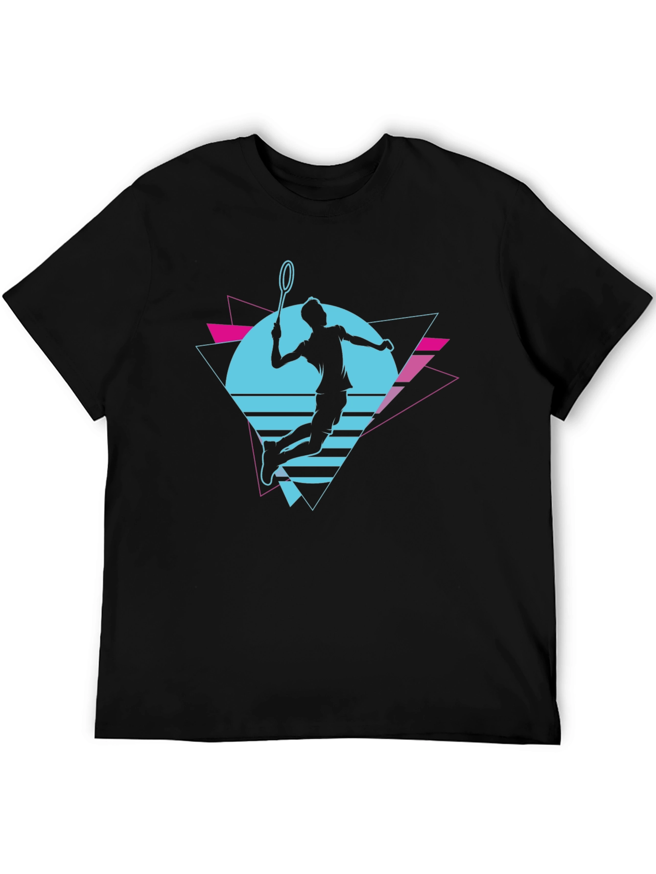 Retro Badminton Player Graphic T-Shirt